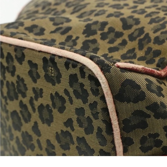 Auth FENDI Leopard Canvas Vanity Pouch Brown Red - Picture 11 of 12